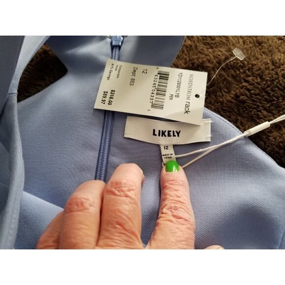 LIKELY Womens Halter Style Flared Carolyn Dress Periwinkle Blue Crepe Size 12 - Picture 13 of 16